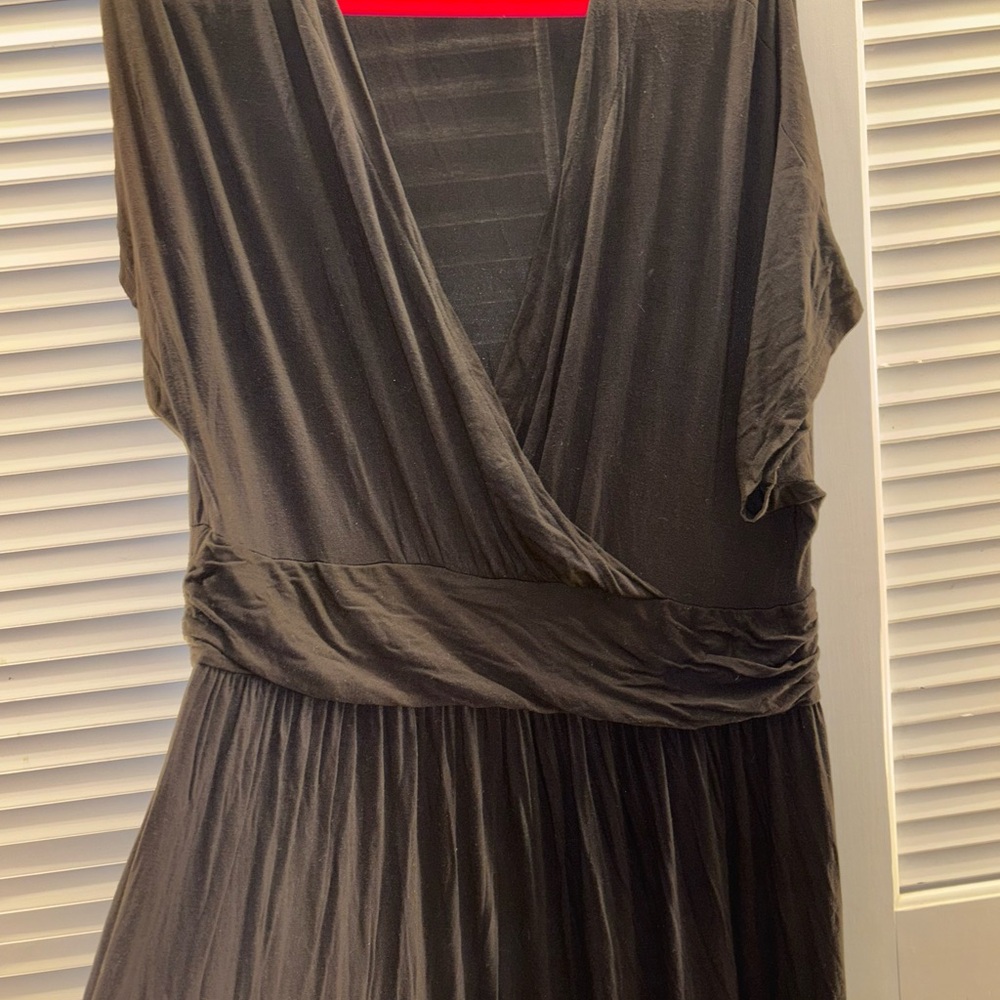 New York & Company Black Ruched Wrap Maxi Dress